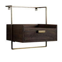 NACHTTISCH Mango Massivholz Wandmontage Schublade Boxspringbett, Braun 44x35x45 cm - Goldfarben/Braun, Holz/Metall (44/45/35cm) - KADIMA DESIGN