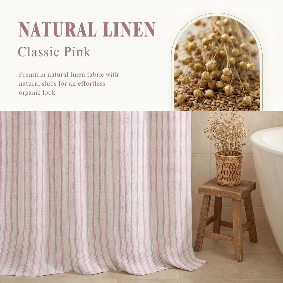 DUSCHVORHANG –Hellrosa (B 150 × H 180 cm) - Hellrosa, Textil (150/200cm)