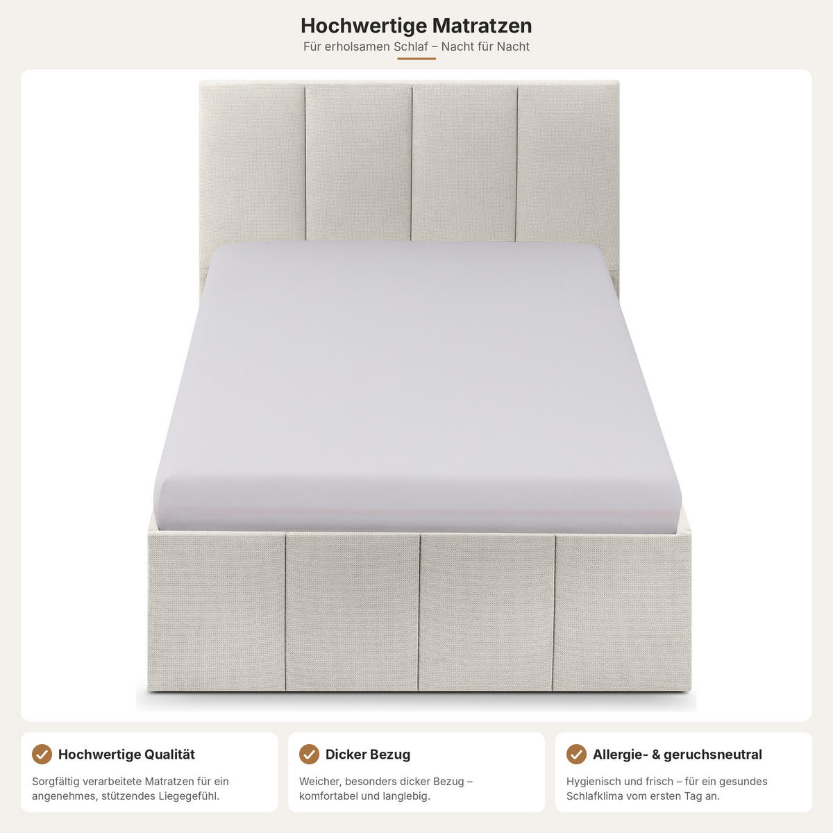 POLSTERBETT Dalas Beige 120 x 200 x 40 cm Stauraum Mit hochwertiger Matratze H2 (bis 100 kg) und Lattenrost - Beige, Holz (120/200cm) - Halmon Schlafkomfort Betten 
