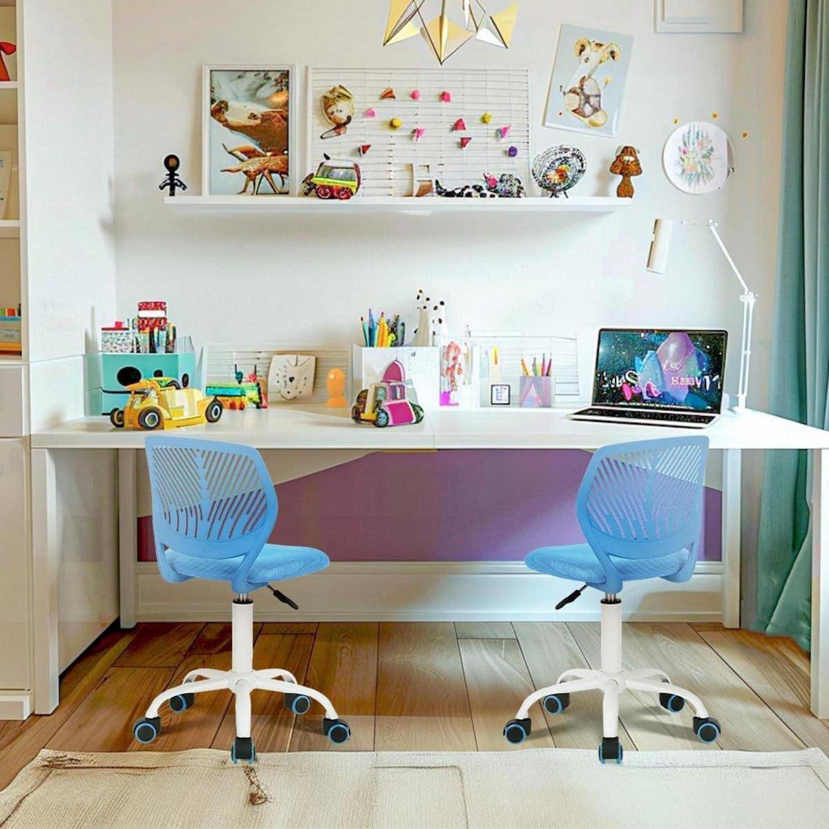 BÜROSTUHL 2er Set Blau Verstellbar Ergonomisch - Blau, Kunststoff (38.5/75/40cm)