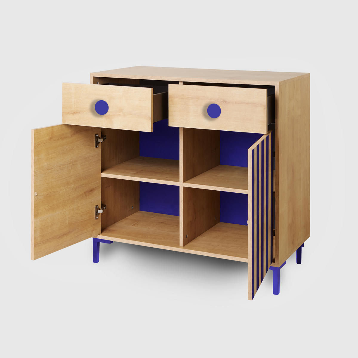 KOMMODE mit 2 Türen und 2 Schubladen ALISE Kids - Blau/Eiche Artisan, Holzwerkstoff (90/85/45cm) - RNT By Really Nice Things