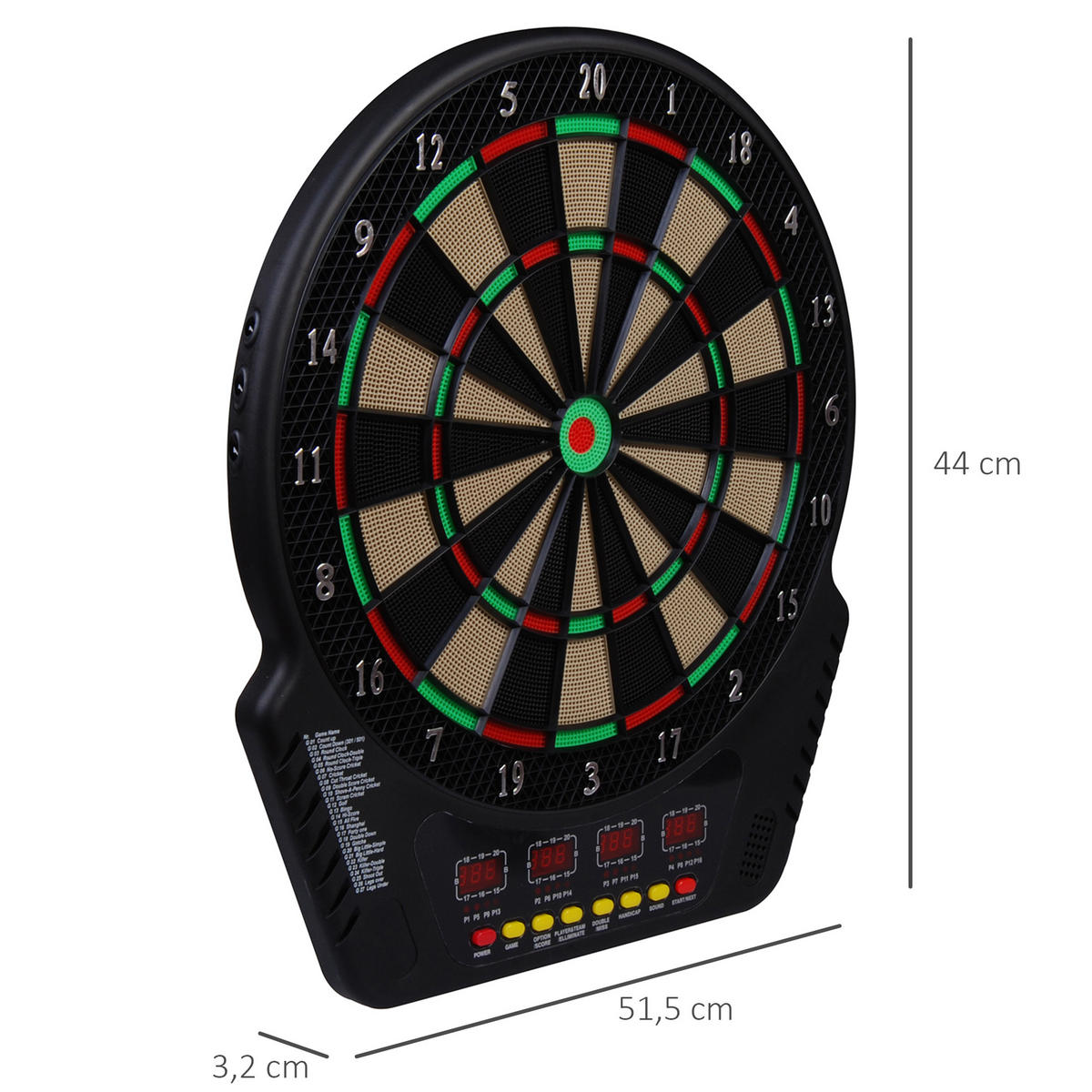 ELEKTRONISCHE Dartscheibe - Schwarz, Kunststoff (51.5/3.2/44cm) - HOMCOM