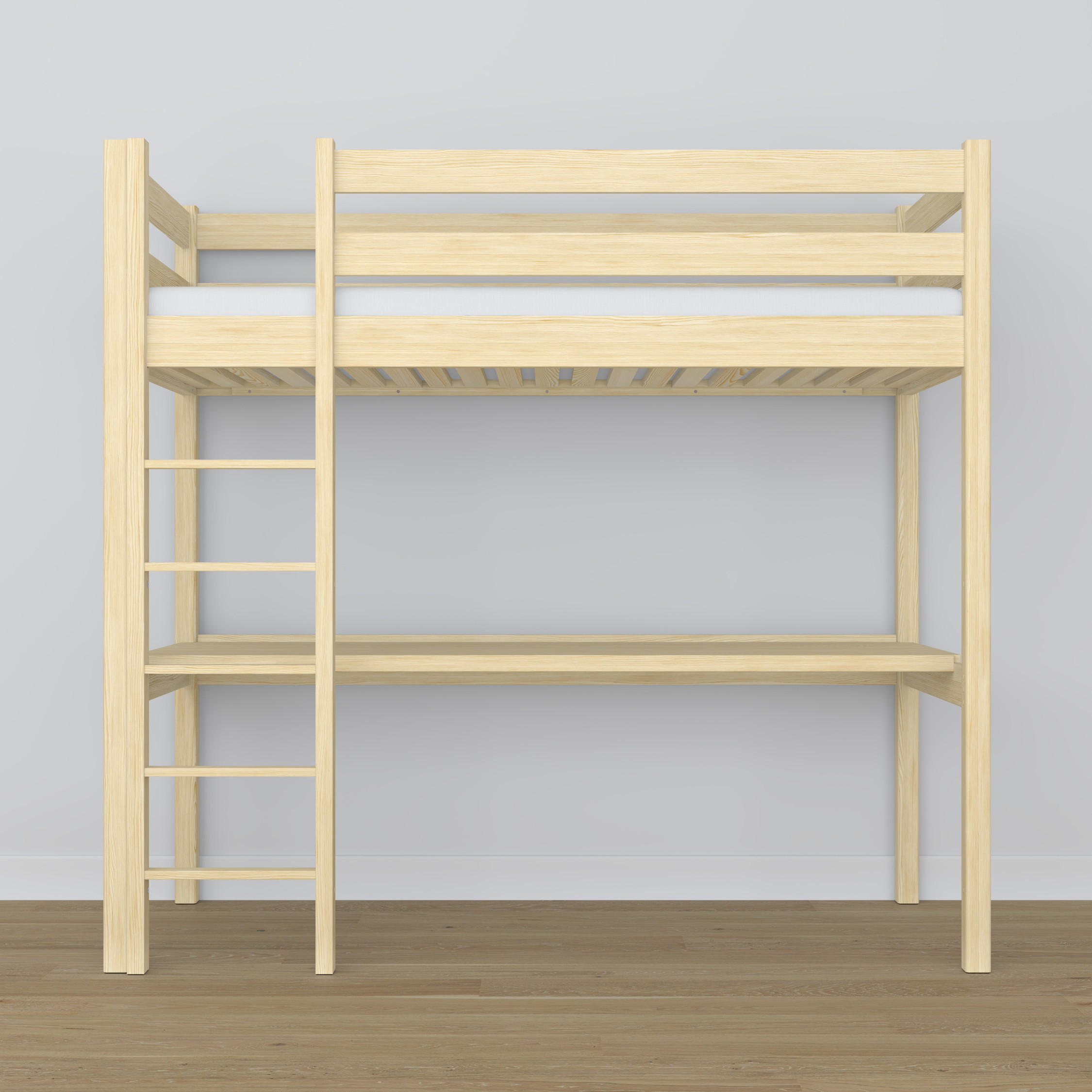 HOCHBETT N05 mit Schreibtisch Klare Kiefer 100/190 - Braun, Naturmaterialien/Holz (100/190cm) - N-Wood
