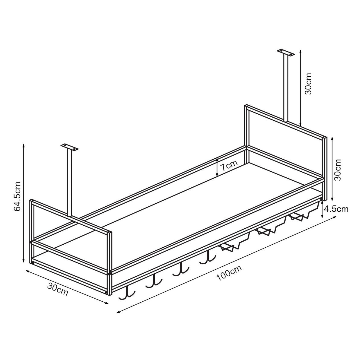 VINNÝ REGÁL Borejle - černá/barva vlašského ořechu, kov/kompozitní dřevo (100/64.5/30cm) - [en.casa]