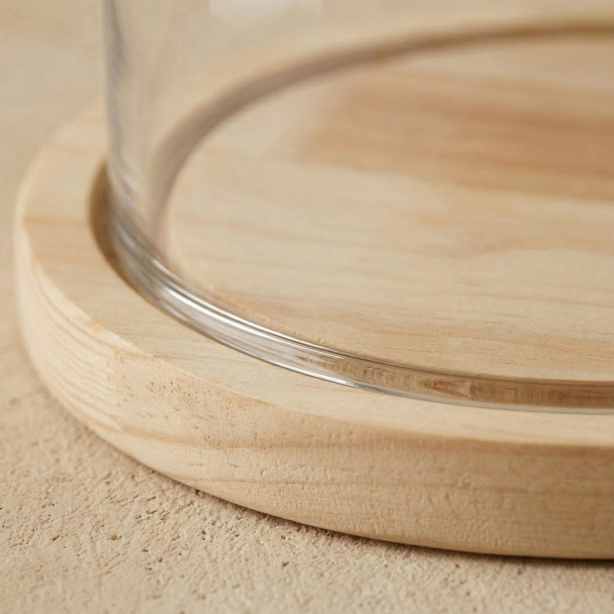 DEKOGLOCKE mit Glassturz Aura 23/23/30 cm - Beige, Glas (23/30/23cm) - SCENA LIVING