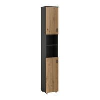 BADSCHRANK Mira (B/H/T: ca. 30/192/30 cm) in Basalt grau/Artisan Oak Nachbildung - Anthrazit, Holzwerkstoff (30/192/30cm)