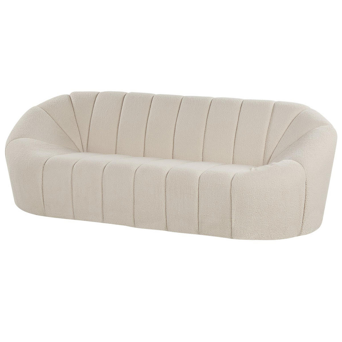 3-SITZER-SOFA Polyester Weiß Lomma - Weiß, Textil (190/70/82cm) - Beliani