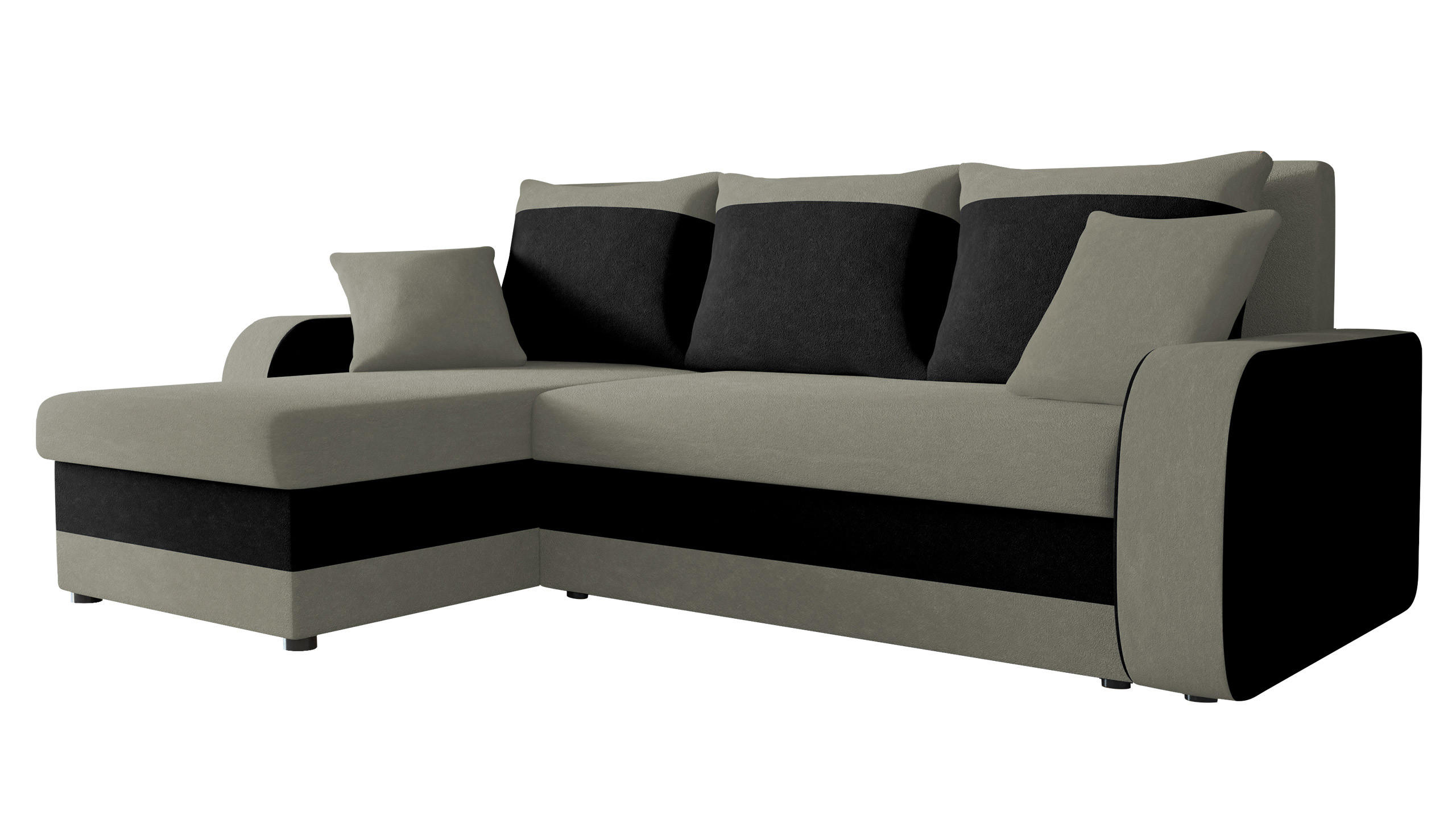 ECKSOFA Kris - Schwarz/Alufarben, Holz/Kunststoff (238/147cm) - MIRJAN24