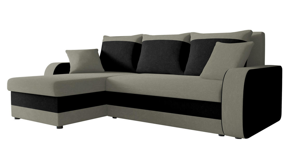ECKSOFA Kris - Schwarz/Alufarben, Holz/Kunststoff (238/147cm) - MIRJAN24
