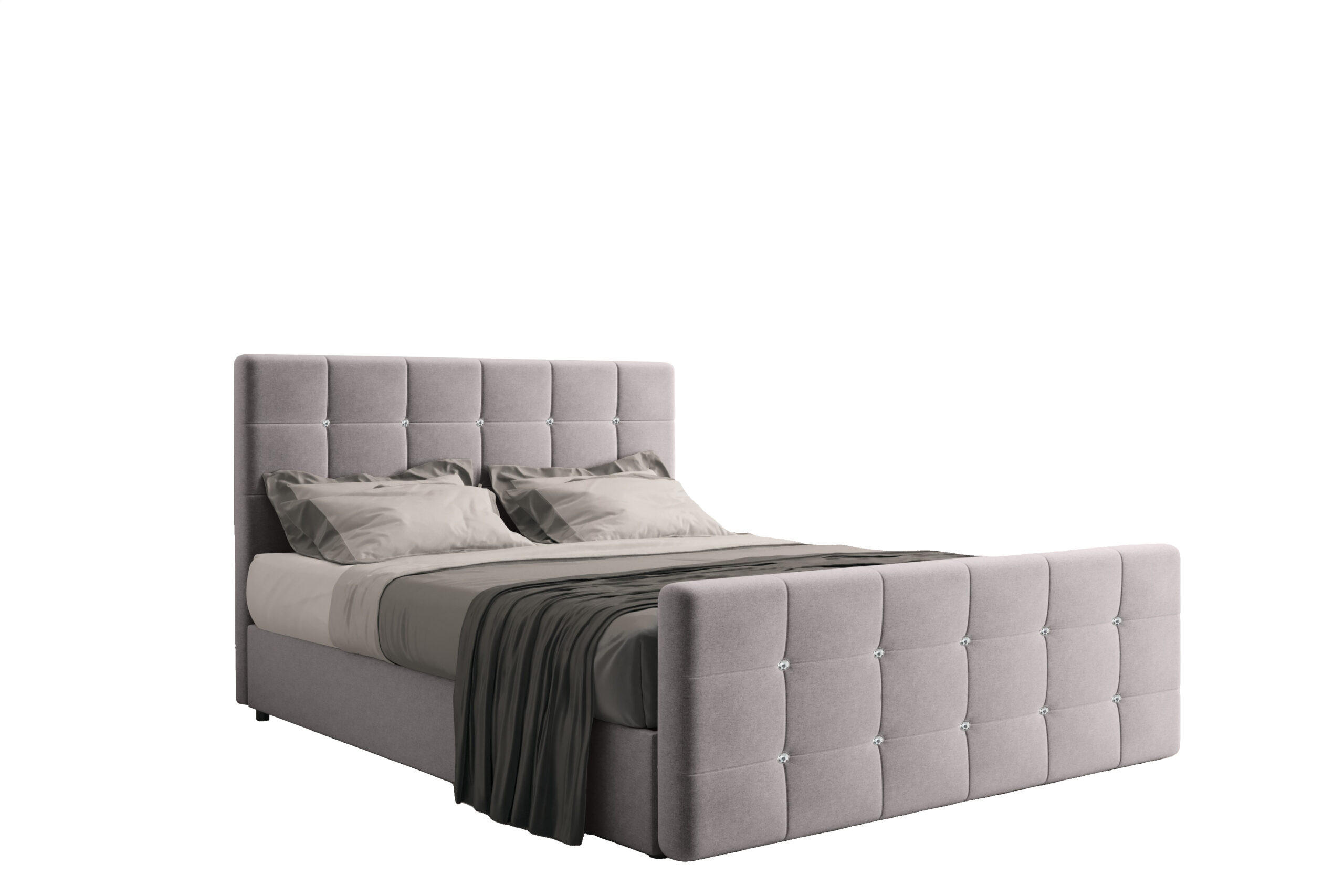 BOXBETT Mit Bettkasten Und Matratze Topper ROMA 200x200 cm Hellgrau H3-Bonell - Hellgrau/Dunkelblau, Holz/Holzwerkstoff (200/200cm) - Kaiser Möbel