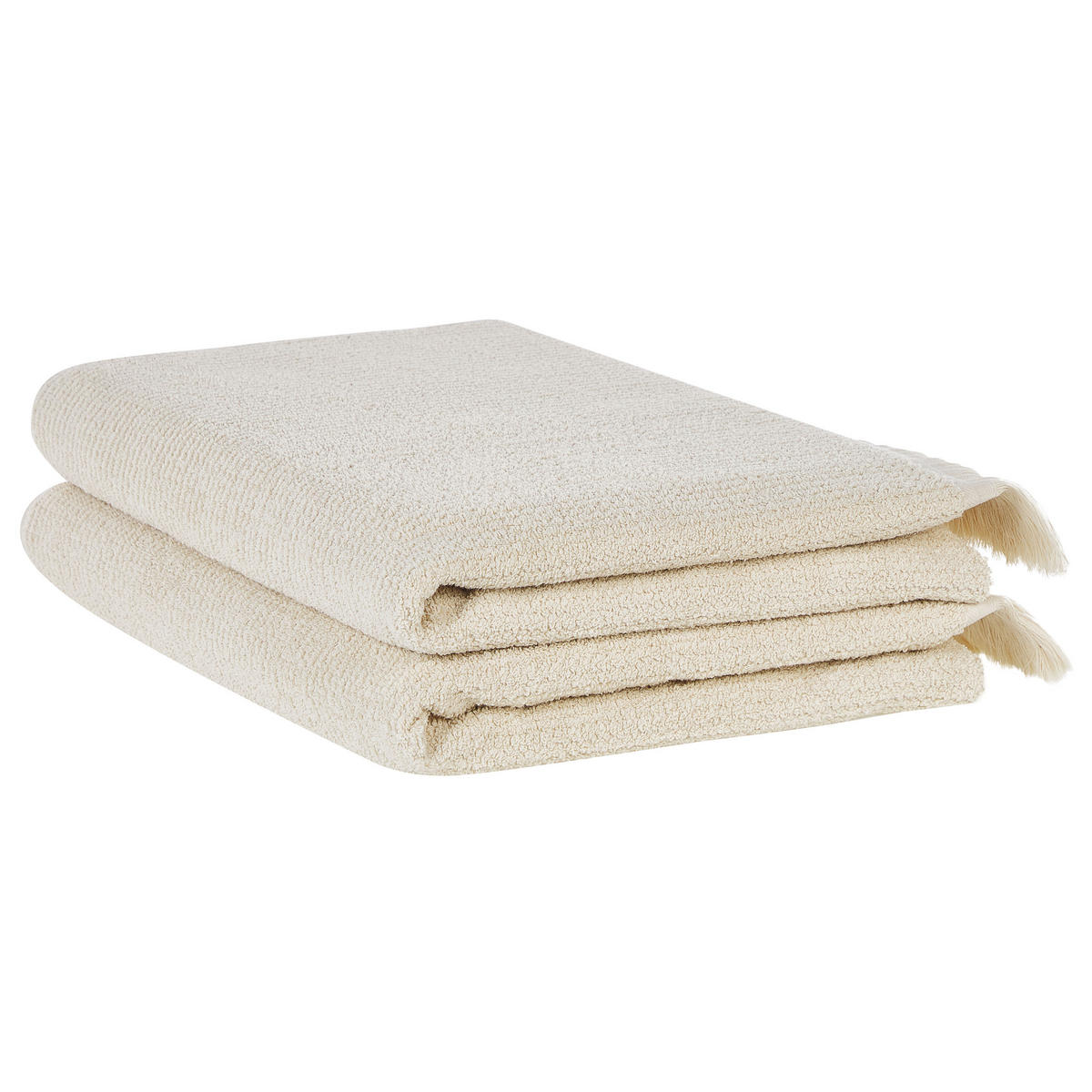 BADEHANDTUCH 2-teilig Beige Atiu - Beige, Textil (100/150cm) - Beliani