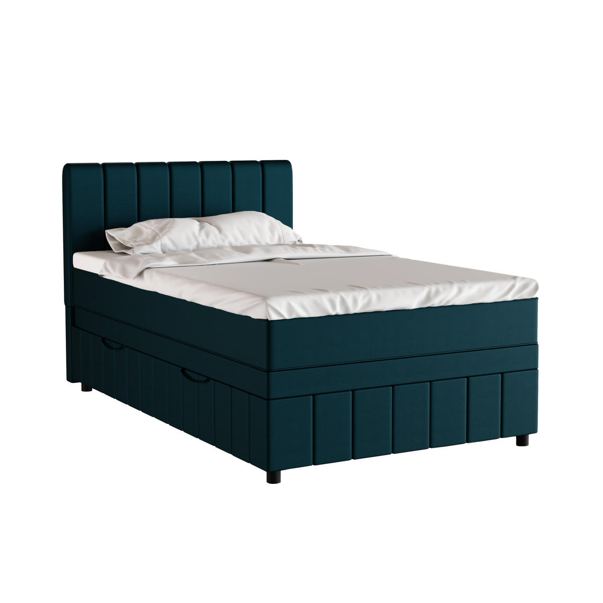 BOXBETT AVALON 120 x 200 cm mit Bettkasten und Topper - Türkis - Türkis, Holz - Panda Möbel