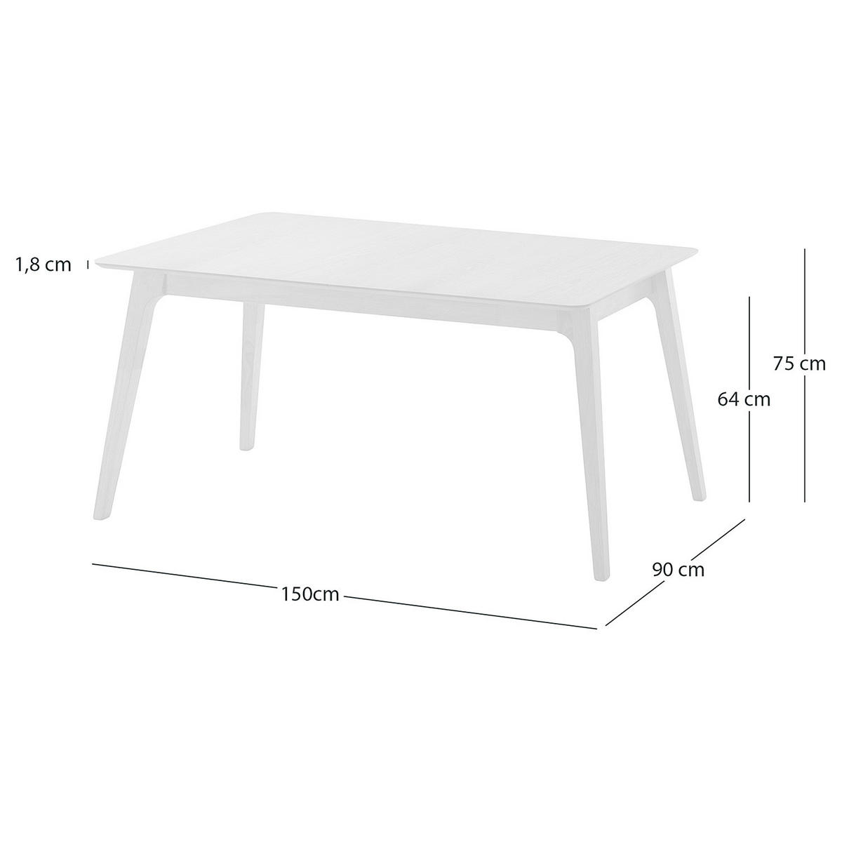 ESSTISCH - Gummibaum teilmassiv - Walnussfarben, Holzwerkstoff (90/150/75cm) - home24