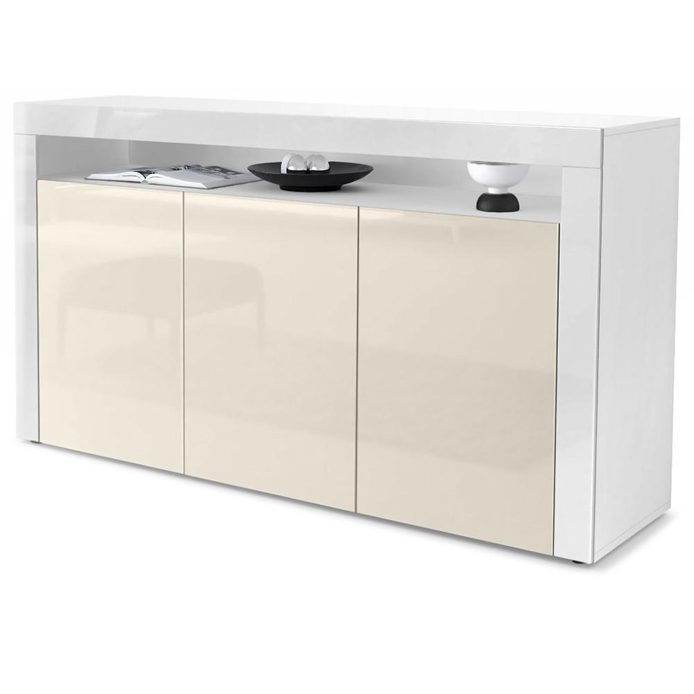 SIDEBOARD Valencia Creme Hochglanz / Weiß Hochglanz - Creme, Holzwerkstoff (155/92/40cm) - Vladon