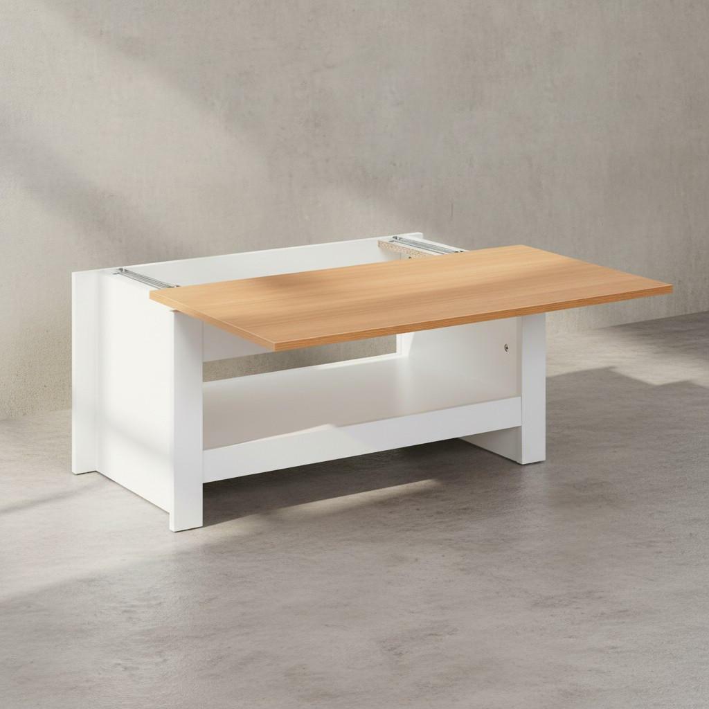 COUCHTISCH in Anthrazit, Holz mit Stauraum, Abgesetztes Design, Kratz- und Wasserbeständig - Weiß, Holz/Holzwerkstoff (47/85/45cm) - KADIMA DESIGN