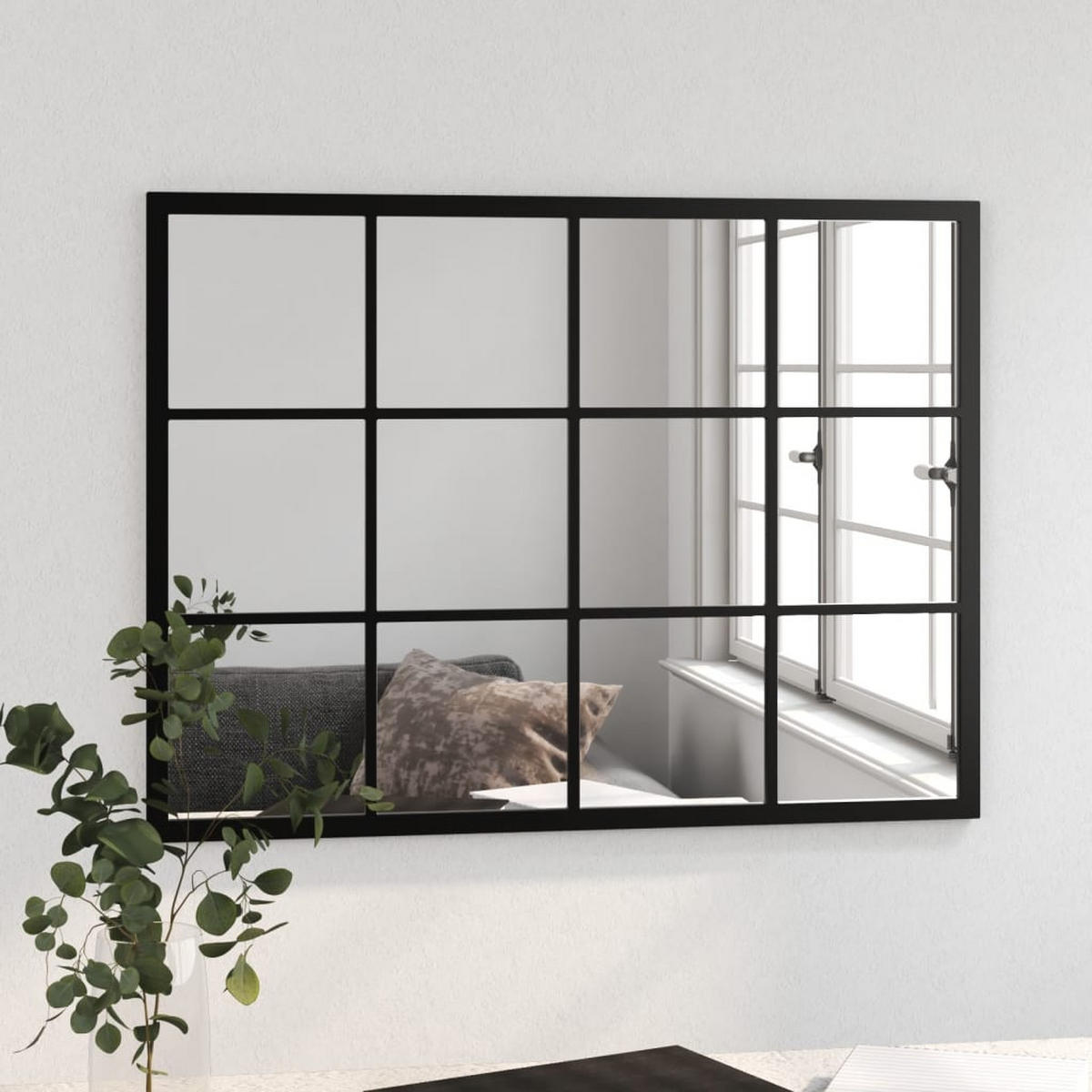 WANDSPIEGEL Schwarz 80x60 cm Metall - Schwarz, Metall (60/80/1cm) - furnicato