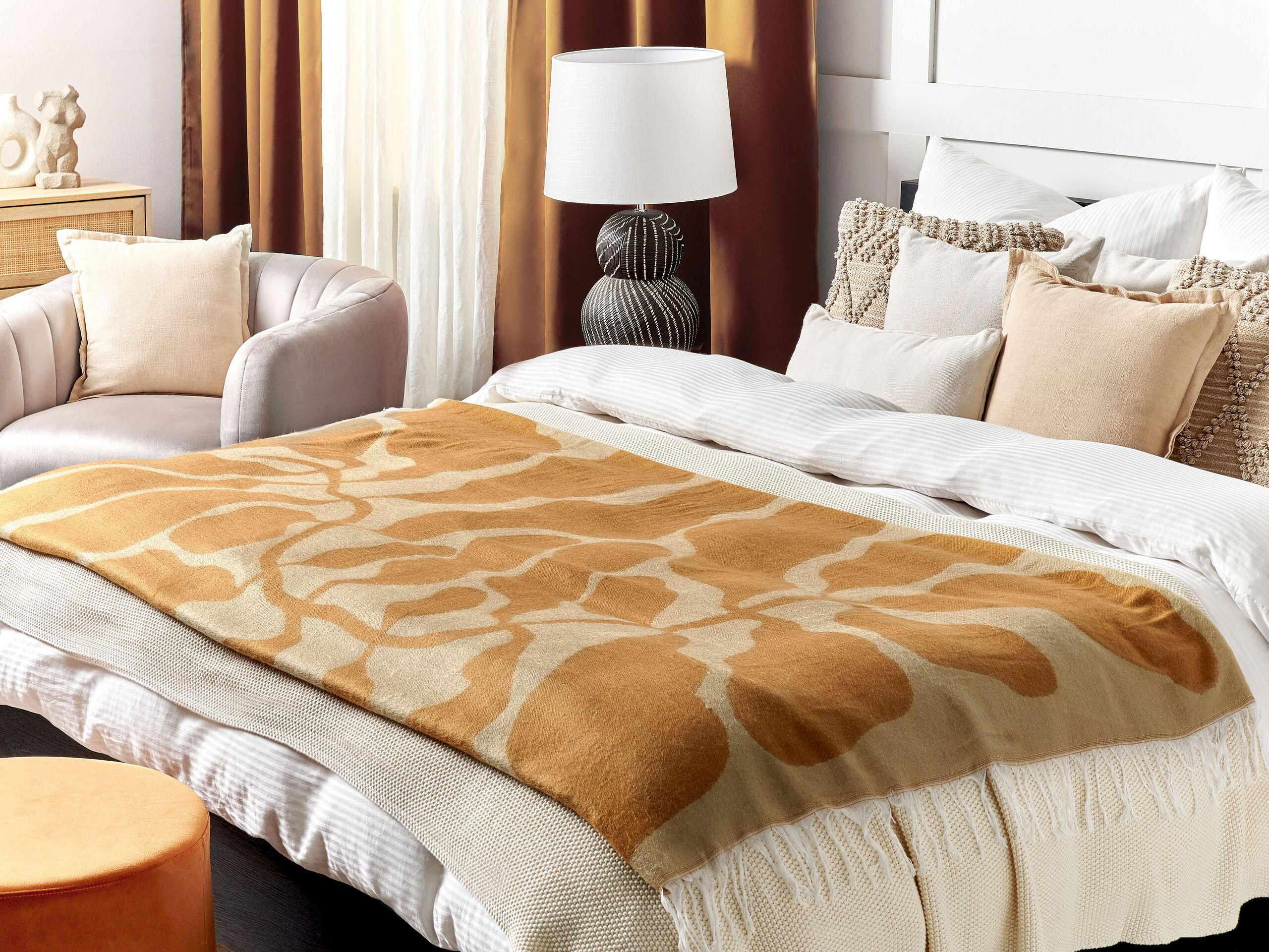 DECKE Orange Bangre 130/170 cm - Orange, Textil (130/170cm) - Beliani