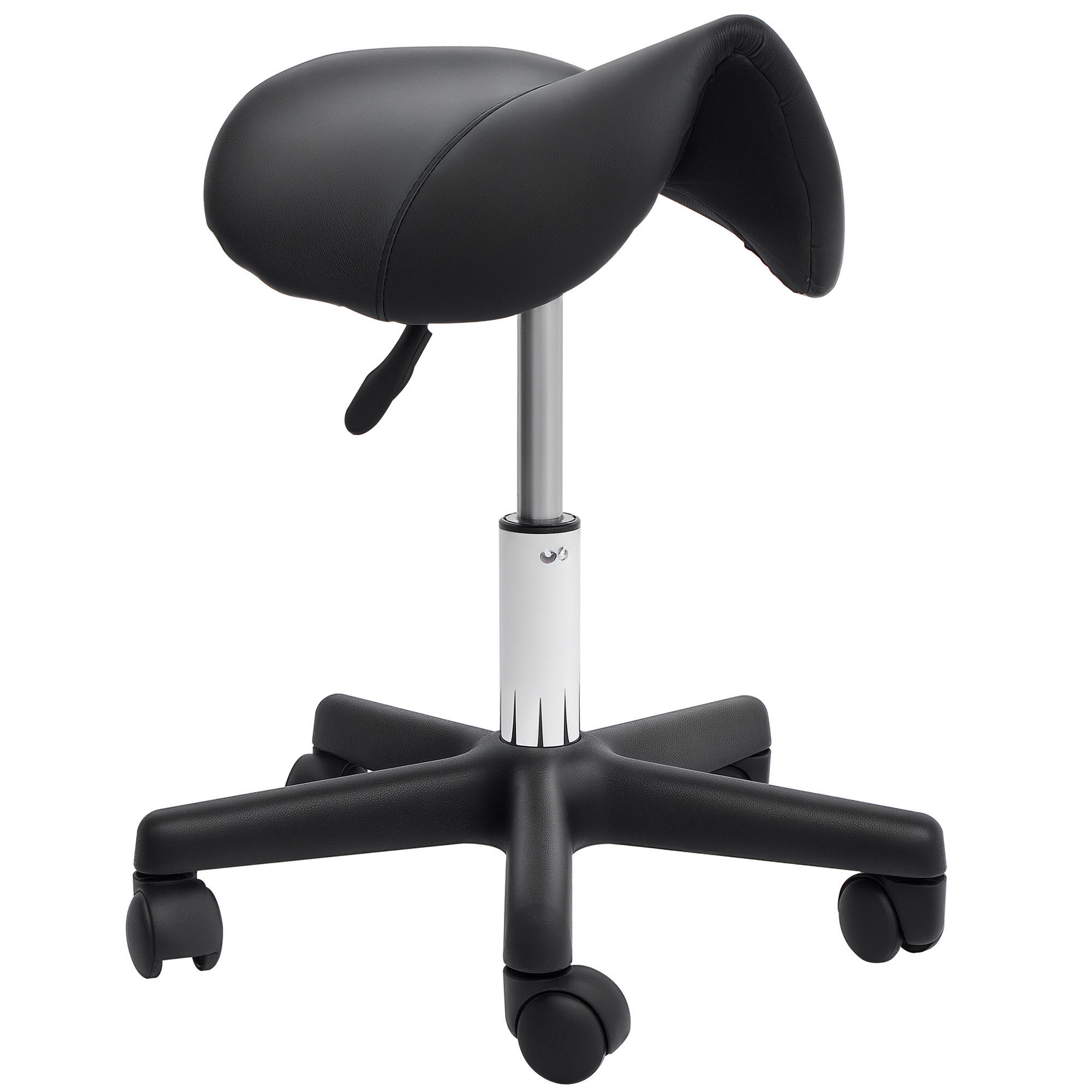 DREHHOCKER DE-09966 sattelförmiger Sitz, höhenverstellbar Schwarz - Schwarz, Metall (38/55/35cm) - ComfortXL