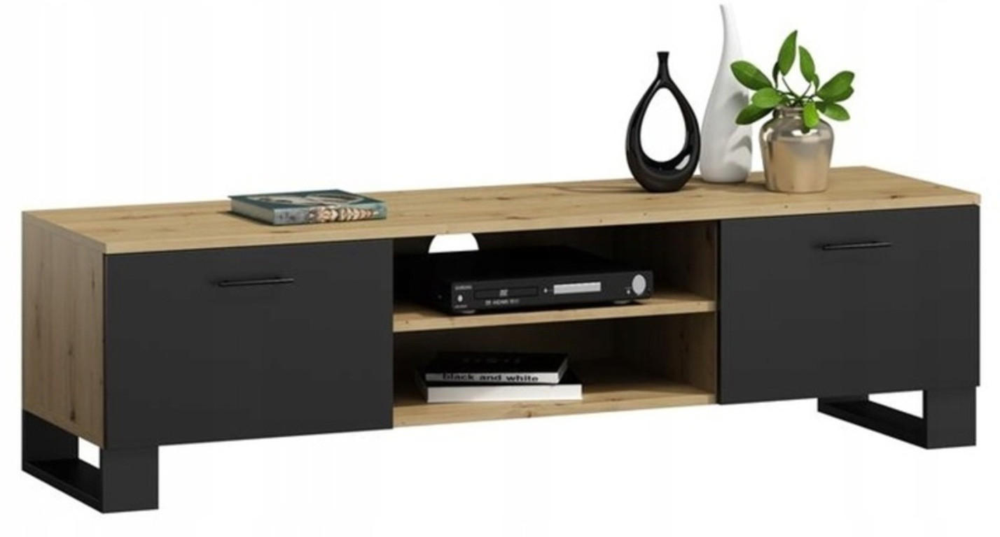 FERNSEHKOMMODE KLARA Artisan Eiche-Schwarz 120/40/46 cm - Multicolor, Holzwerkstoff (120/46/40cm) - Matkam Möbel