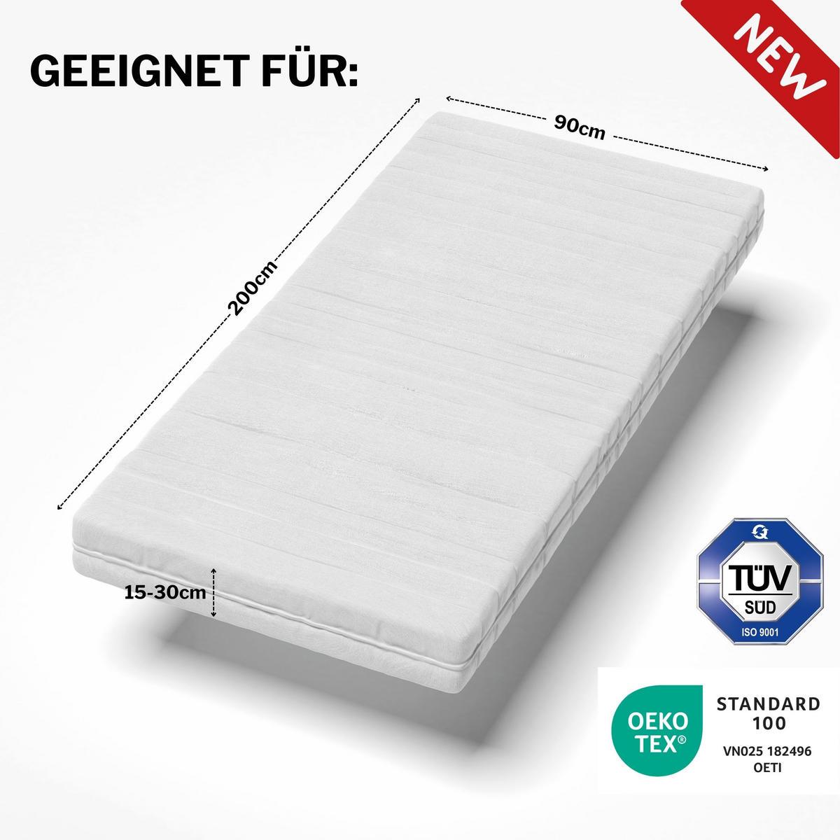 MATRATZENSCHONER Premium wasserdicht mit Eckgummis - Weiß, Naturmaterialien - DarBene