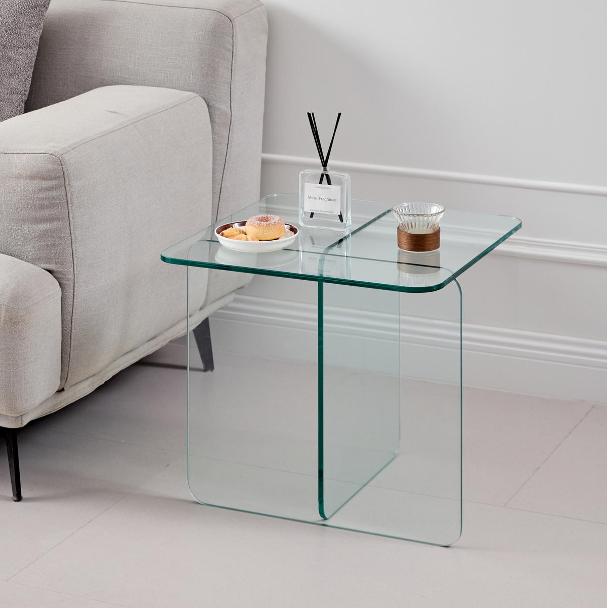 BEISTELLTISCH aus Temperglas 45x45x41 cm Transparent für Wohnzimmer und Außenbereich - Transparent, Glas (45/45/51cm) - IVMEU