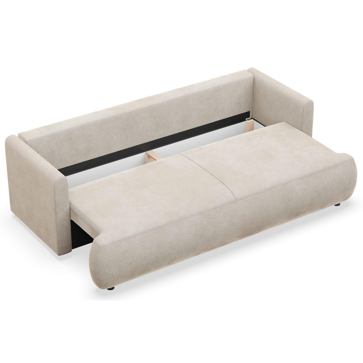 3-SITZER SOFA Ovo Mini Creme Velours Easy-Clean - Creme/Schwarz, Kunststoff/Textil (226/90/97cm) - Selsey