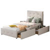 POLSTERBETT 90/200 cm beige aus Samt mit Schublade und Lattenrost - Beige, Textil (90/200cm) - OKWISH