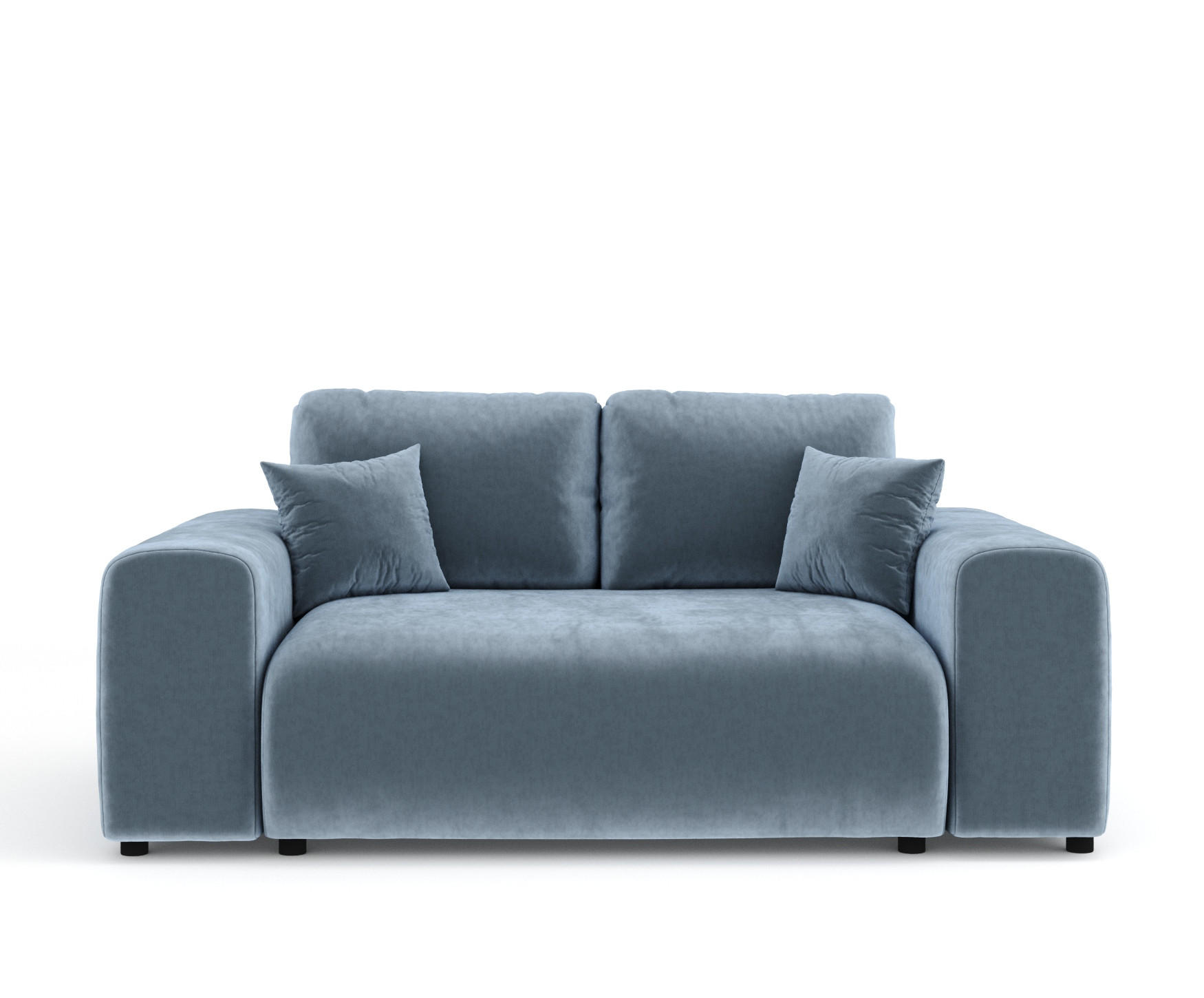 2-SITZER-SOFA Zanzibar Blau Grau Samtstoff - Blaugrau/Schwarz, Holz/Holzwerkstoff (178/79/108cm) - Maison de Reve