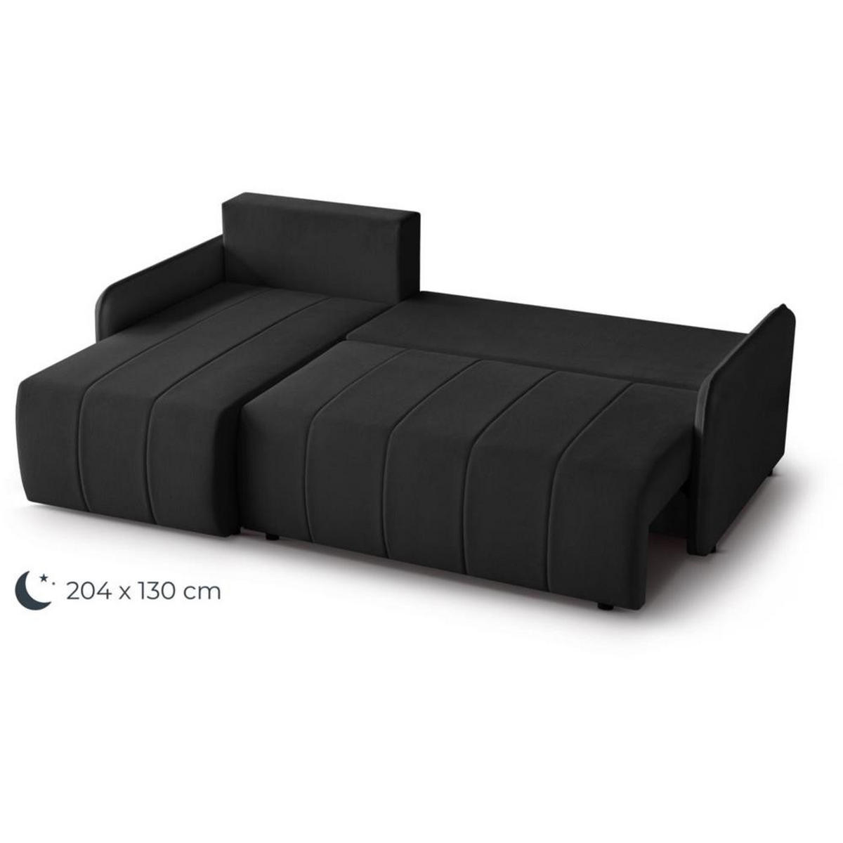 ECKSCHLAFSOFA Capri schwarz - Schwarz, Kunststoff/Textil (223/156cm) - Beautysofa