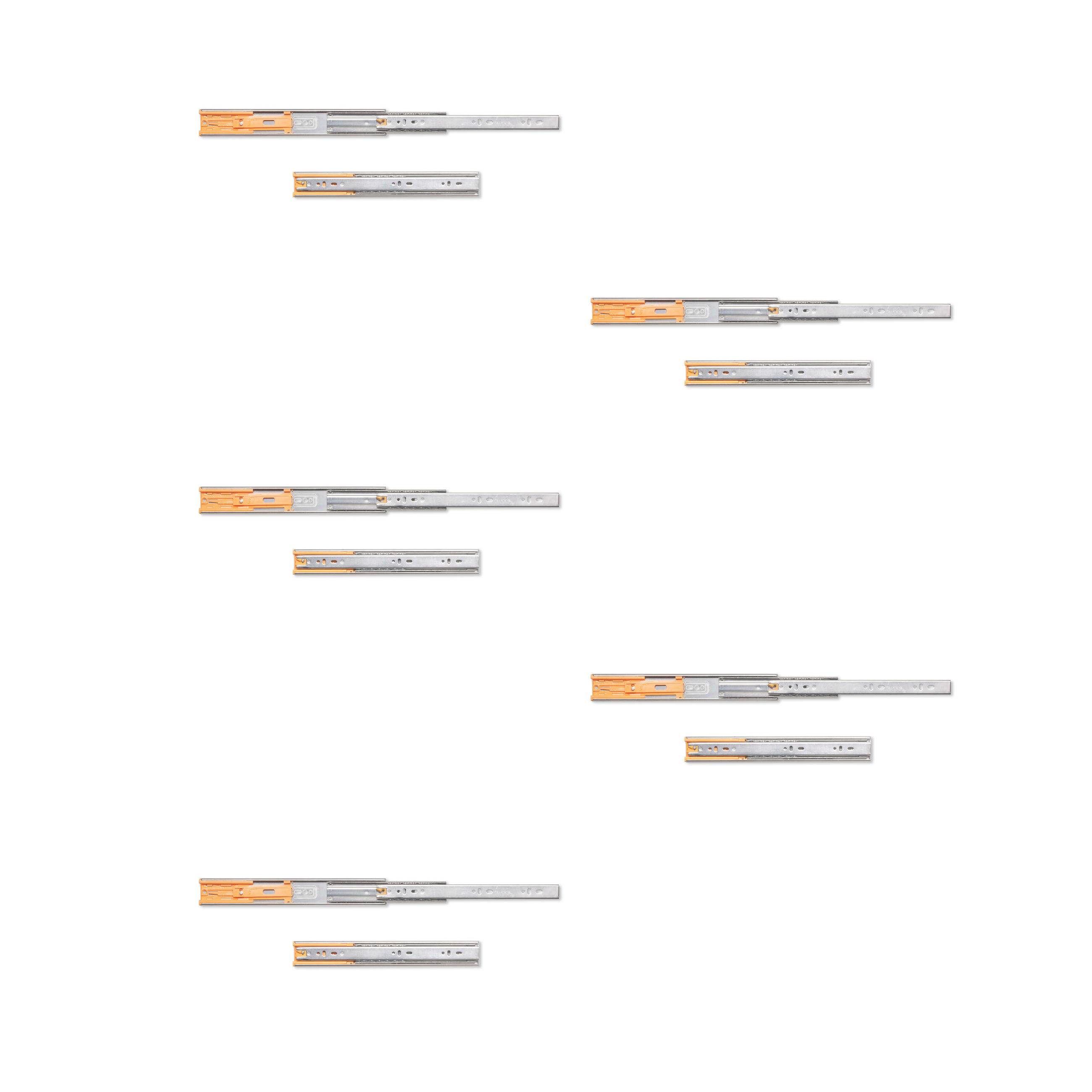 KUGELFÜHRUNGEN Höhe 45mm, Tiefe 300mm, Vollauszug, mit Schließautomatik, Verzinkt 5er-set - Zinkfarben, Metall (1.27/5/30cm) - EMUCA