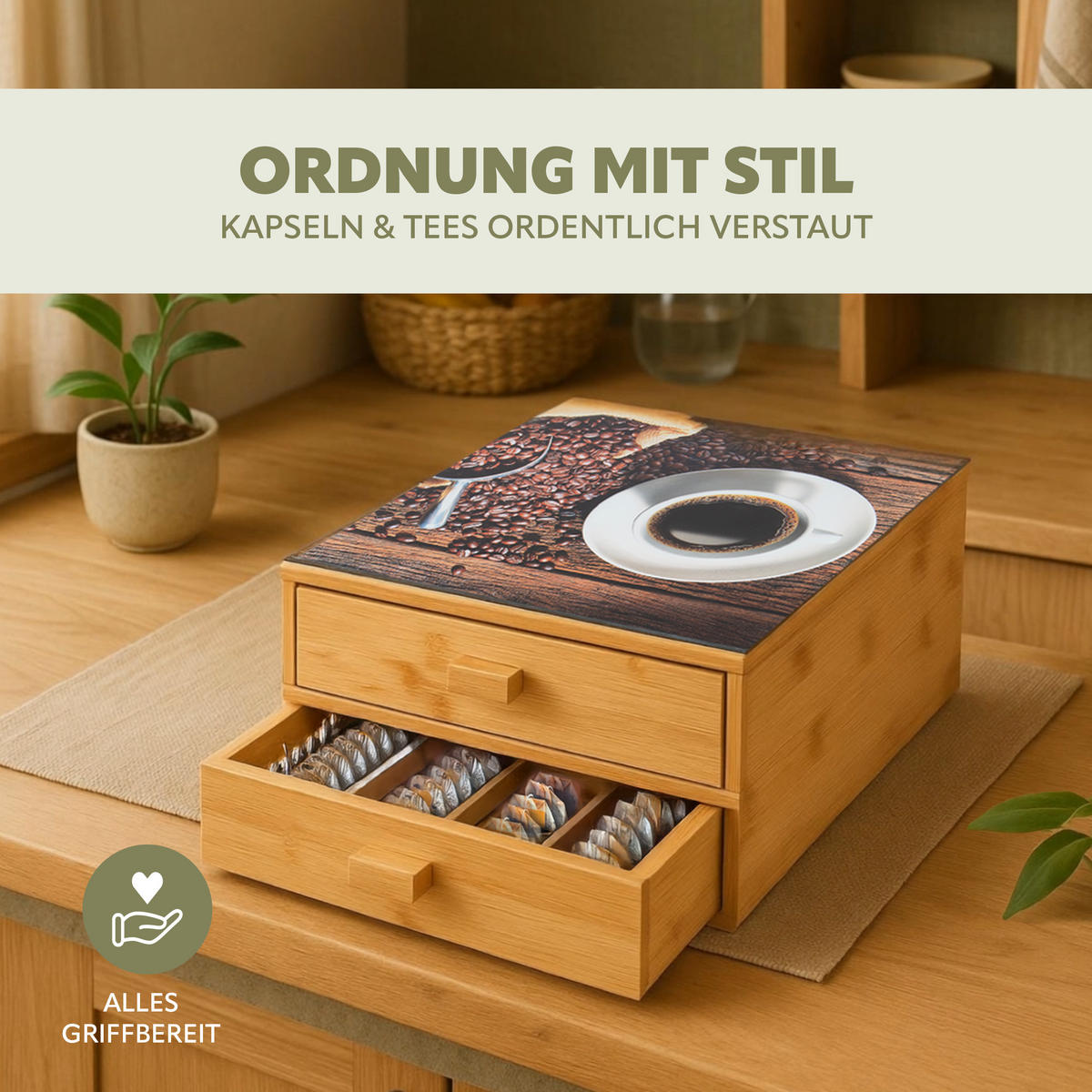 KAFFEEKAPSEL-BOX, Bambus - Braun, Holz (30/18.5/30cm) - bremermann