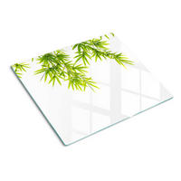 GLASPLATTE 60x52 cm Bambusblätter - Grün, Glas (60/0.4/52cm) - TULUP