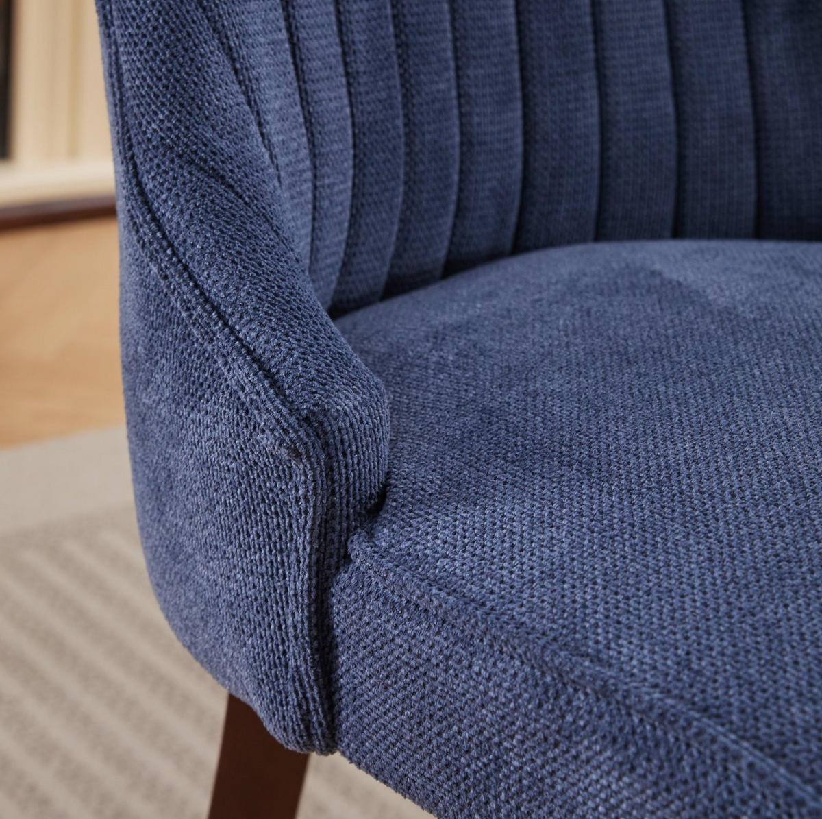 ESSZIMMERSTUHL 2er-Set mit hoher Rückenlehne Chenille Blau - Blau, Holz (50/95.5/64cm) - Meubliv