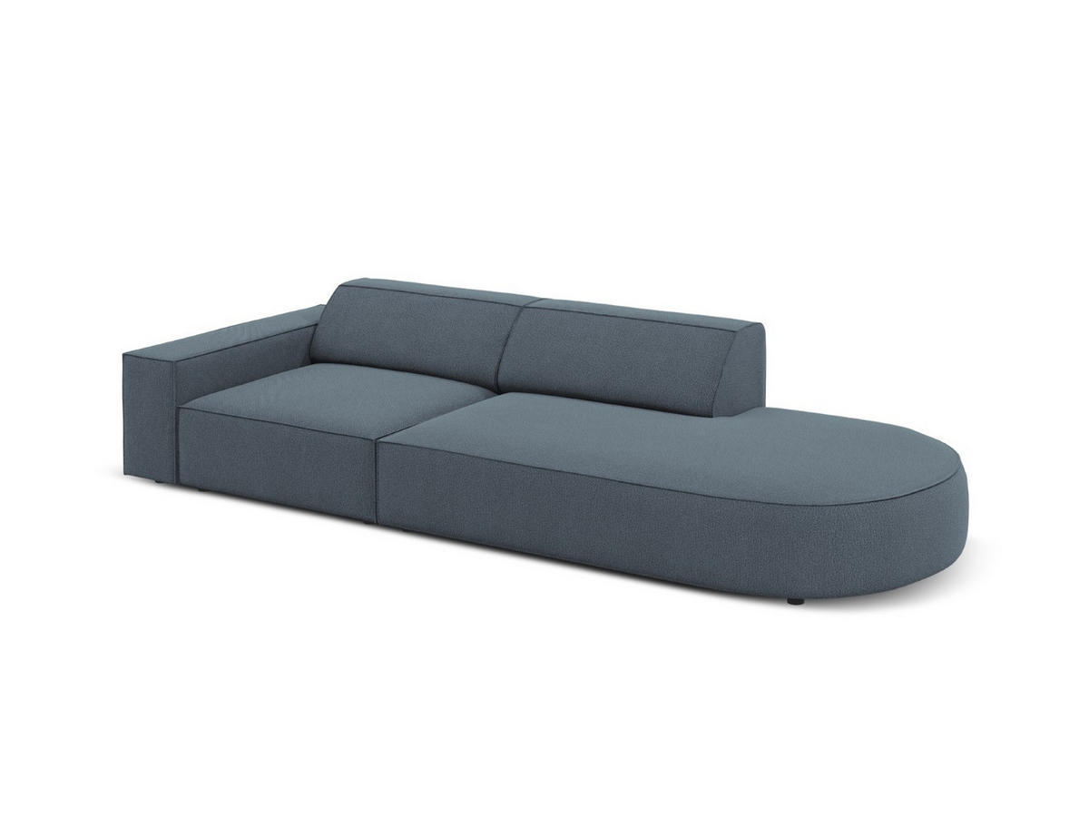RECHTES-SOFA Jodie aus strukturiertem Stoff blau 3 Sitzplätze - Blau, Textil (102/70/262cm) - Micadoni