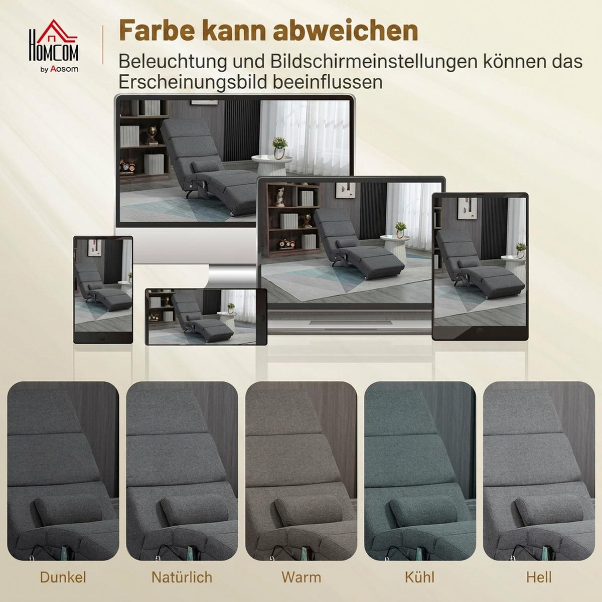 BODENSTUHL, Massagesessel Relaxsessel Liegesessel mit Fernbedienung - Dunkelgrau/Silberfarben, Textil/Metall (56/84/168cm) - HOMCOM