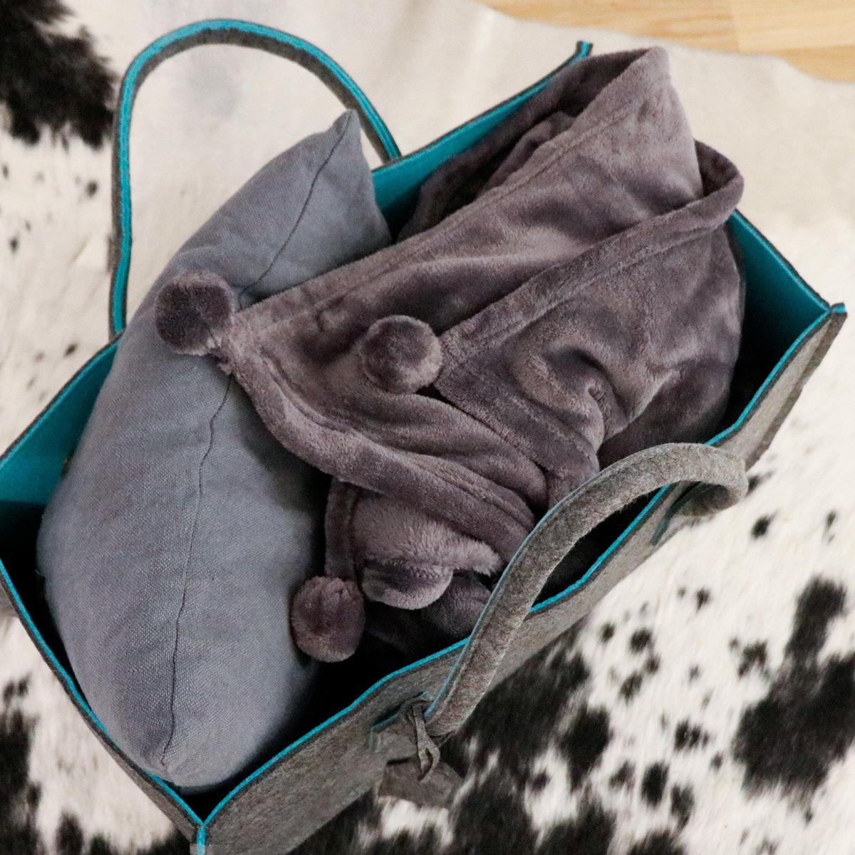FILZTASCHE Kaminholzkorb - 2er Set - 50x25x25cm - Shopper Einkaufstasche - Grau, Kunststoff (50/25/25cm) - Dunedesign