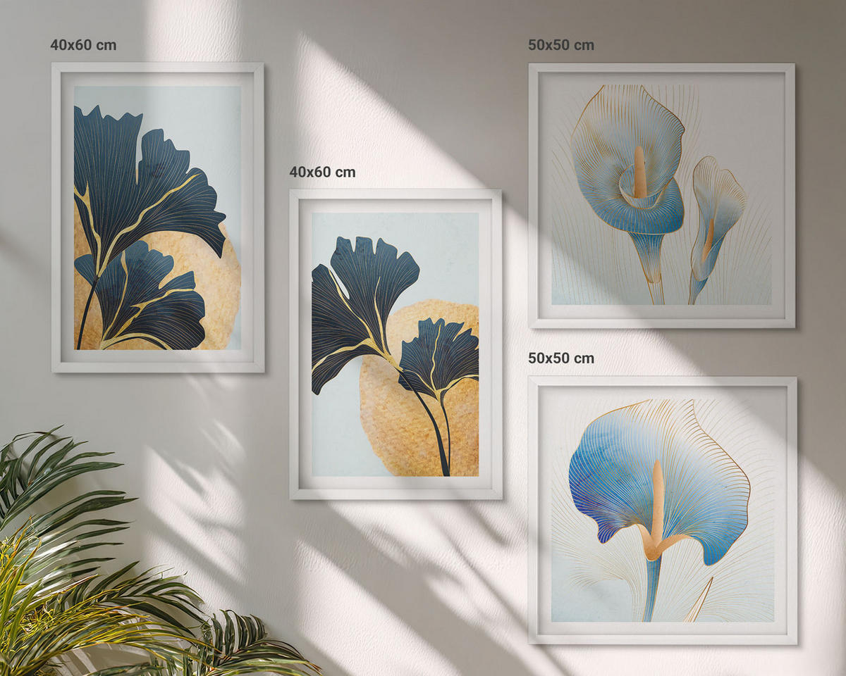 WANDBILDER 4er-Set - 50x50 cm & 40x60 cm Weißer Rahmen - Zitronenweinporträt Kahlo - Weiß, Kunststoff (50/50cm) - ArtPrintCave