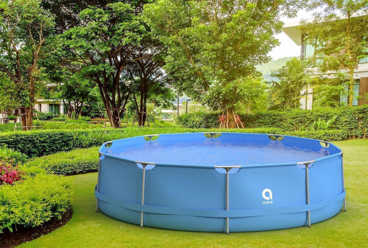 POOL Komplettset Framepool rund 360 x 76 cm blau mit Filterpumpe - Blau, Kunststoff (360/76/360cm) - Avenli