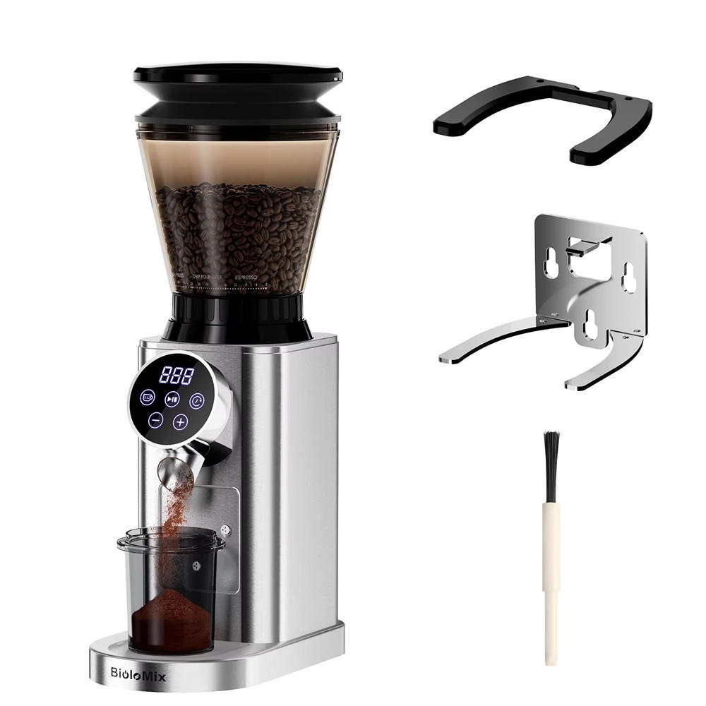 KAFFEEMÜHLE Konisch 48 Mahlgrade Espresso French Press - Silberfarben, Kunststoff (13/39/19cm) - Bextcok