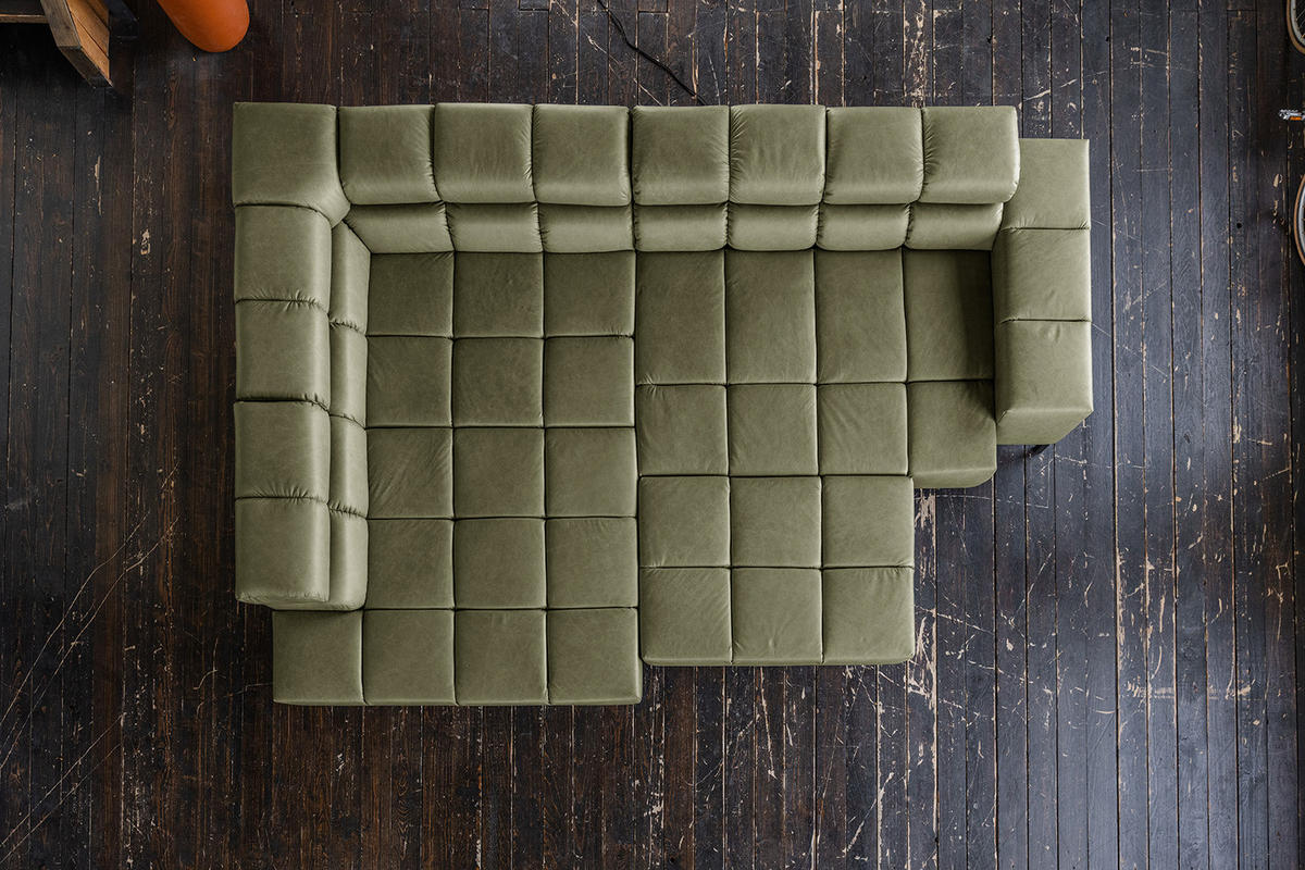ECKSOFA NELSON Grün Leder Relaxfunktion - Schwarz/Olivgrün, Leder/Metall (321/216cm) - KAWOLA