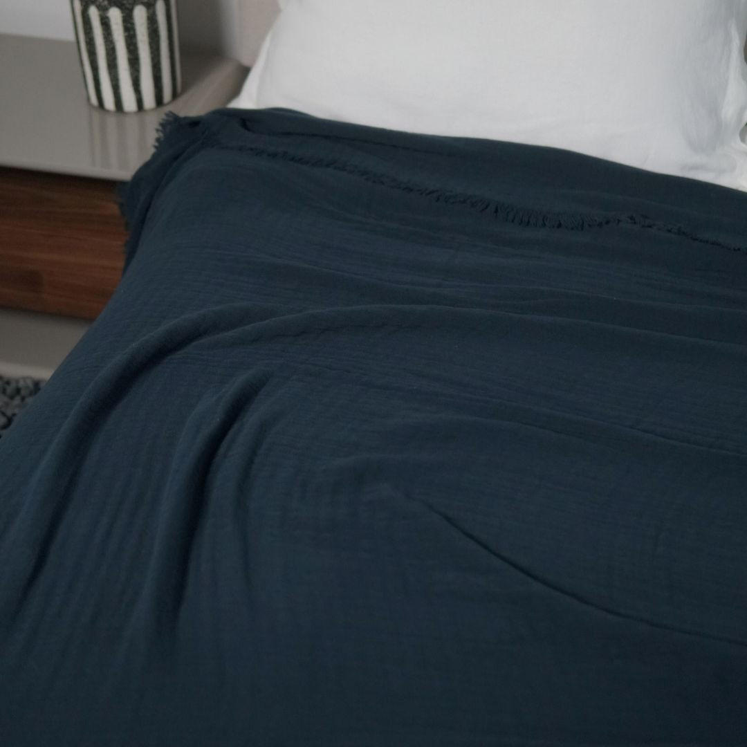 TAGESDECKE JUICY, 220x240cm, Baumwolle, Marineblau - Dunkelblau, Textil (220/240cm) - SOWL