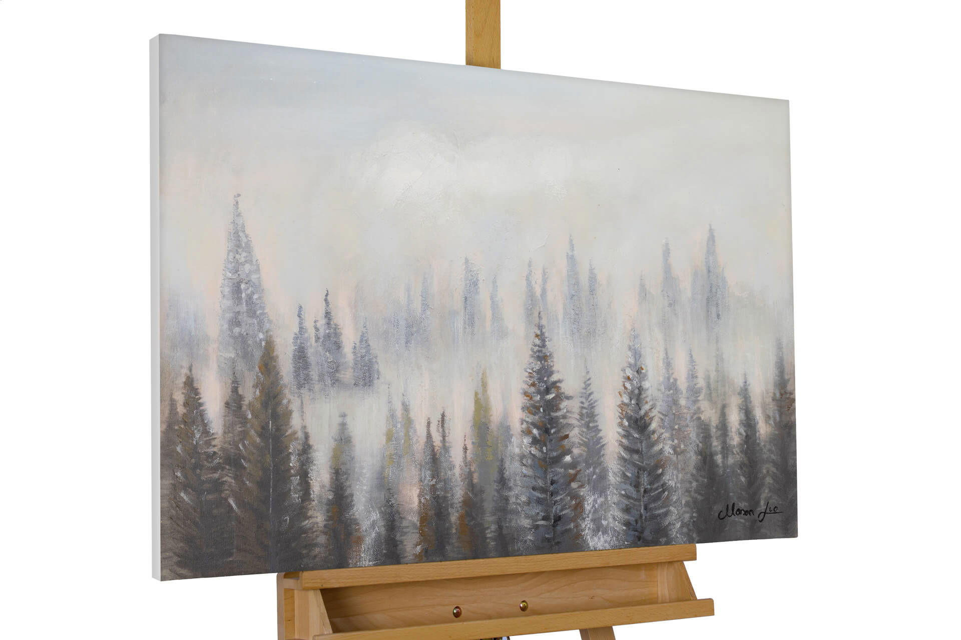 KUNSTLOFT RUČNĚ MALOVANÝ AKRYLOVÝ OBRAZ ZELENÝ/BÍLÝ, 90/60 CM