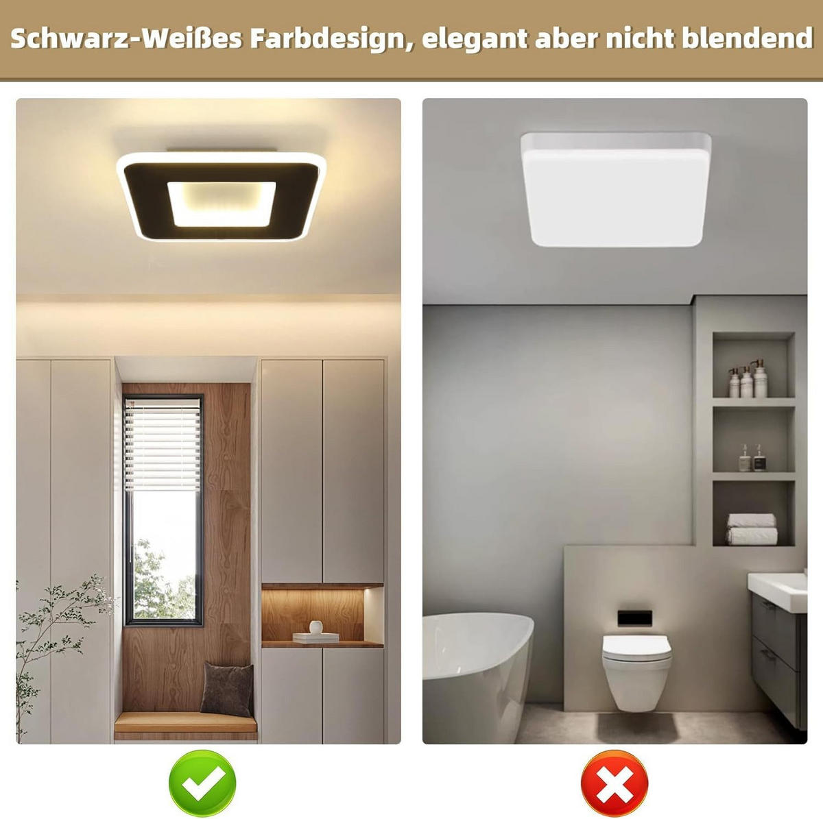 LED-DECKENLEUCHTE Gunther 24 cm - Schwarz, Metall (24/24/4cm) - Nettlife
