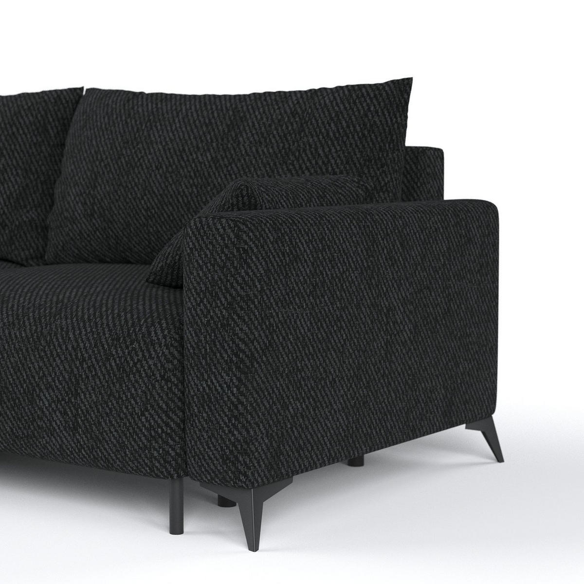 ECKSOFA NUVIO mit Schlaffunktion Schwarz im Neve Stoff - Schwarz, Holz/Holzwerkstoff (239/148cm) - AltaBeds