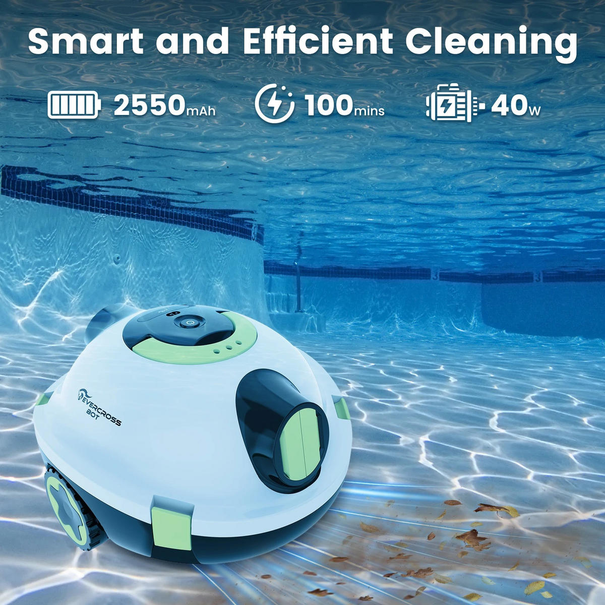 POOLROBOTER EVERCROSS BOT Y10 Lithium-Akku 120m² Weiß - Weiß, Metall (43/40cm) - Beaface