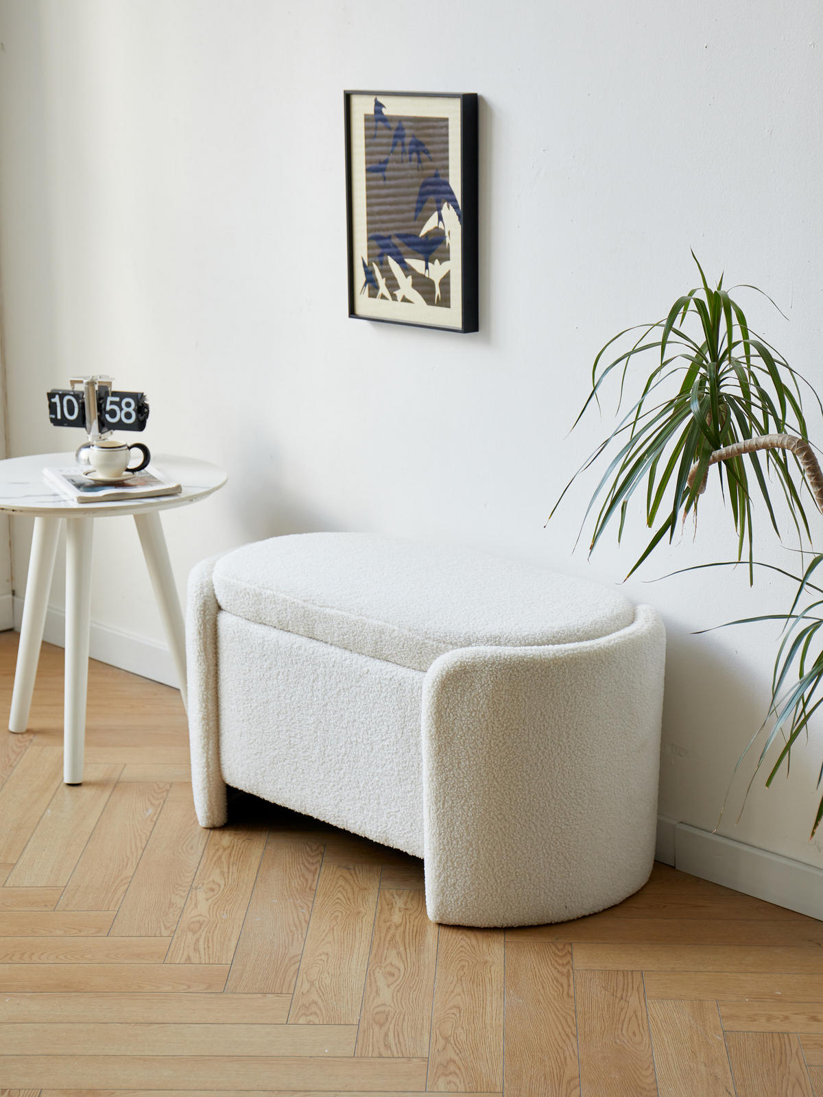 SITZBANK Wolle Weiß - Weiß, Textil (88/46/45cm) - Nordlys