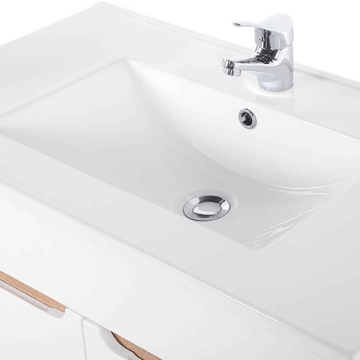 BADMÖBEL-SET 3-TLG. Solna-56 - Weiß, Holzwerkstoff (130/200/46cm) - Lomado