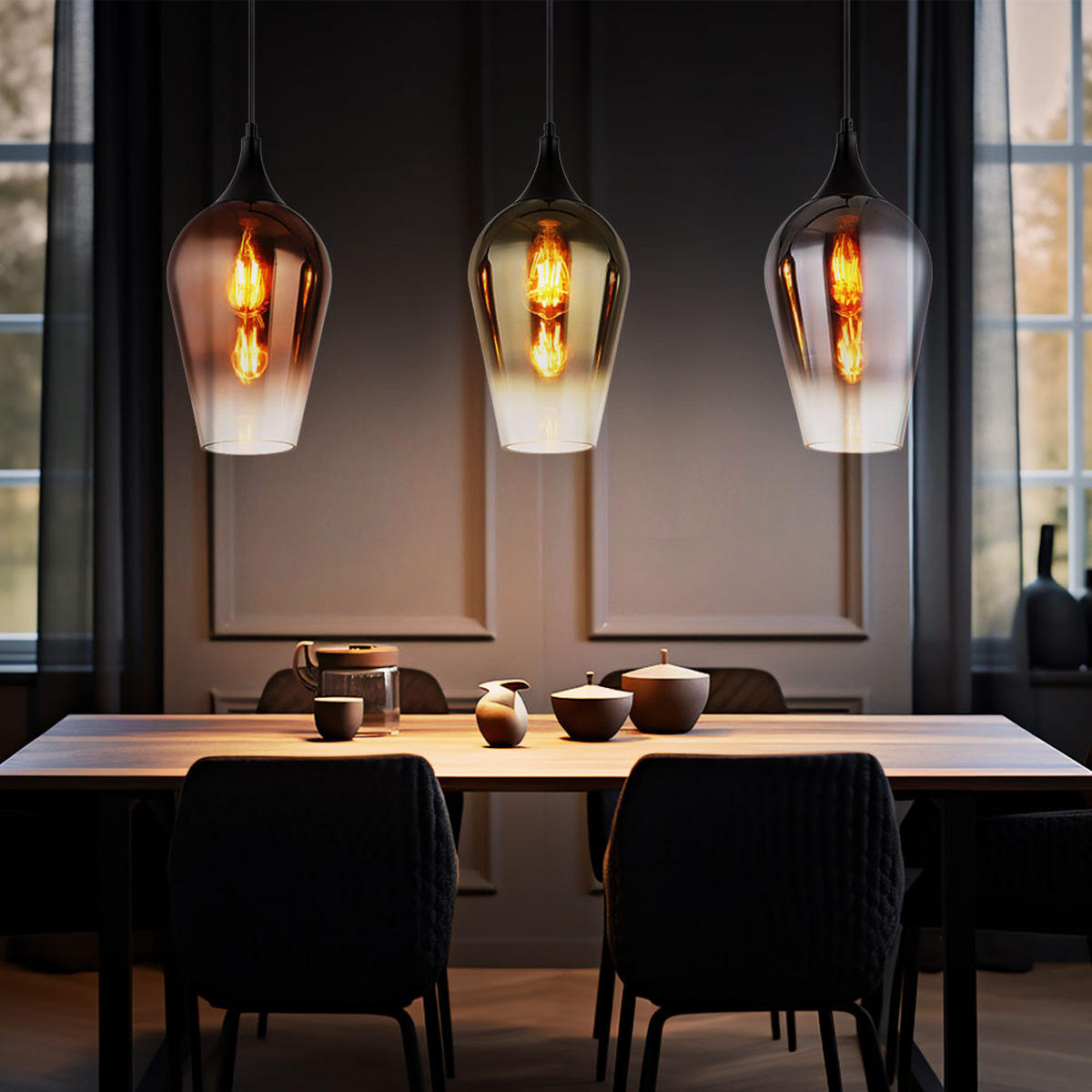 HÄNGELEUCHTE Glas Bunt Schwarz - Multicolor, Glas (83/18/120cm) - Globo Lighting