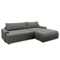 ECKSOFA mit Schlaffunktion - Longchair - Dunkelgrau/Schwarz, Kunststoff/Textil (253/167cm) - home24