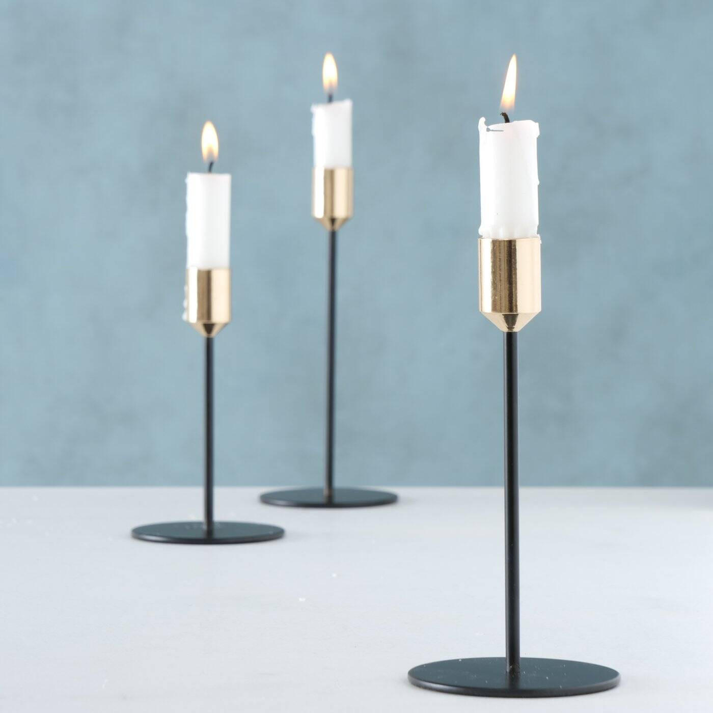 KERZENHALTER Marko 3er-Set - Goldfarben, Metall (8/20/8cm) - Boltze Home